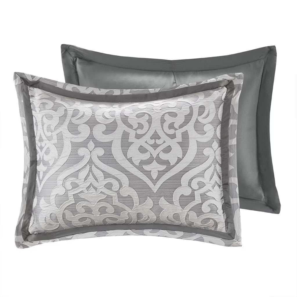 Bedding Sets 8 Piece Jacquard Comforter Set Silver/Silver Queen,Bed Sets