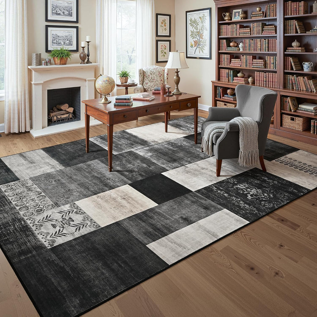 4X6 Area Rugs for Living Room, Washable Large Geometric Bedroom Rug