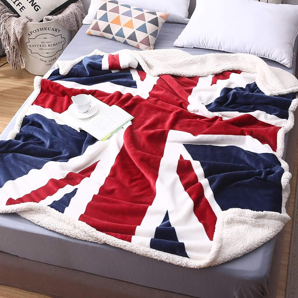 Super Soft Fleece Blanket British Flag Throw Blankets Teens Boys Adults Cuddling Blankets 51 X63