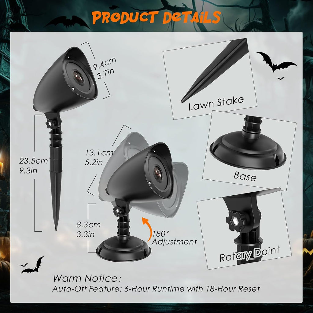 Halloween Projector Hologram, 3D Dynamic Red Skull Halloween Decorations