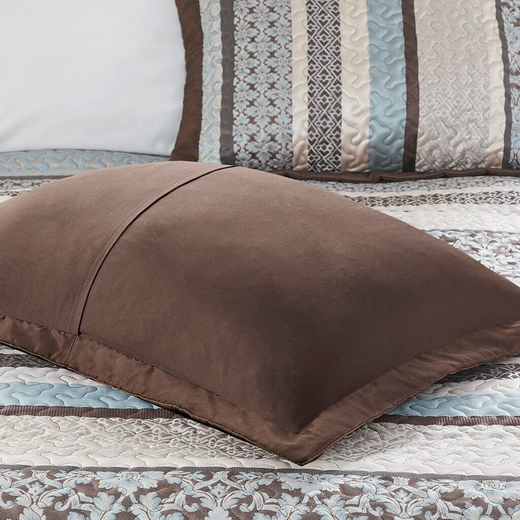 Bedding Sets 5 Piece Reversible Jacquard Bedspread Set Blue King,Bed Sets
