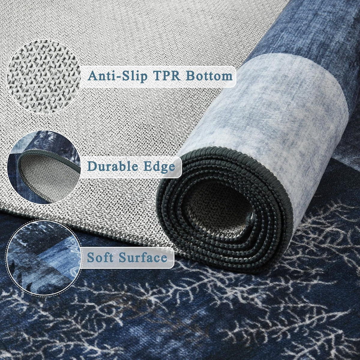 9X12 Washable Area Rugs for Living Room Bedroom