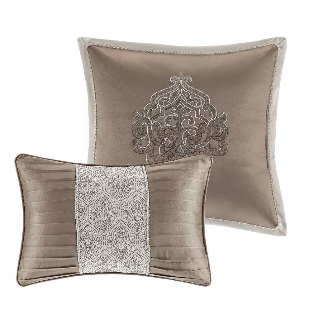 Bedding Sets 8 Piece Jacquard Comforter Set Tan/Ivory Cal King,Bed Sets