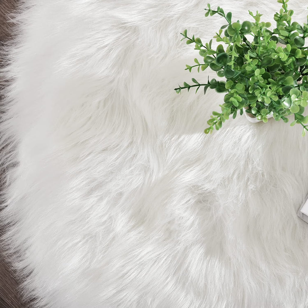 6.7X10 Faux Sheepskin Rug, Area Rug, Fur Rug for Living Room, Fluffy Washable Rug for Bedroom, Nursery, Furry Rug, Large Rug, White Fluffy Rug, Rectangle