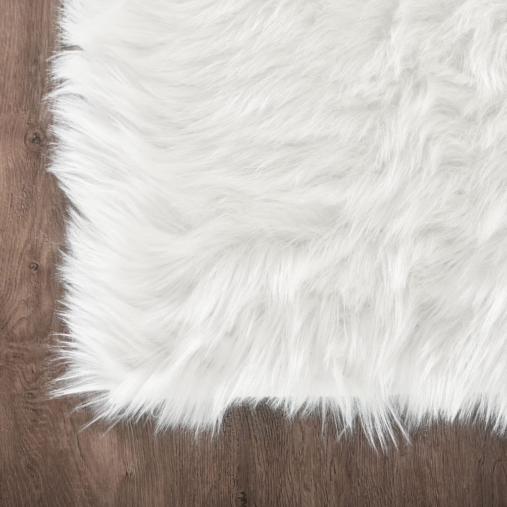 6.7X10 Faux Sheepskin Rug, Area Rug, Fur Rug for Living Room, Fluffy Washable Rug for Bedroom, Nursery, Furry Rug, Large Rug, White Fluffy Rug, Rectangle