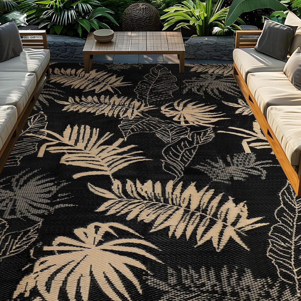 Outdoor Rug Waterproof 5X8 Plastic Straw Rug Reversible Patio Rug outside Camping Rug Patio Mat Lightweight Foldable Outdoor Carpet for Patio Balcony Deck Camping