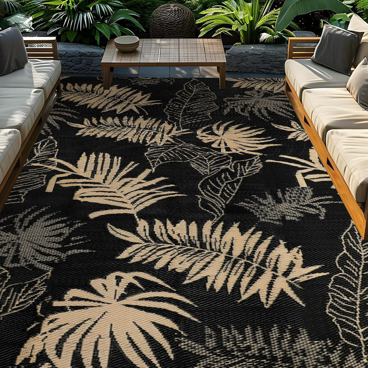 Outdoor Rug Waterproof 5X8 Plastic Straw Rug Reversible Patio Rug outside Camping Rug Patio Mat Lightweight Foldable Outdoor Carpet for Patio Balcony Deck Camping