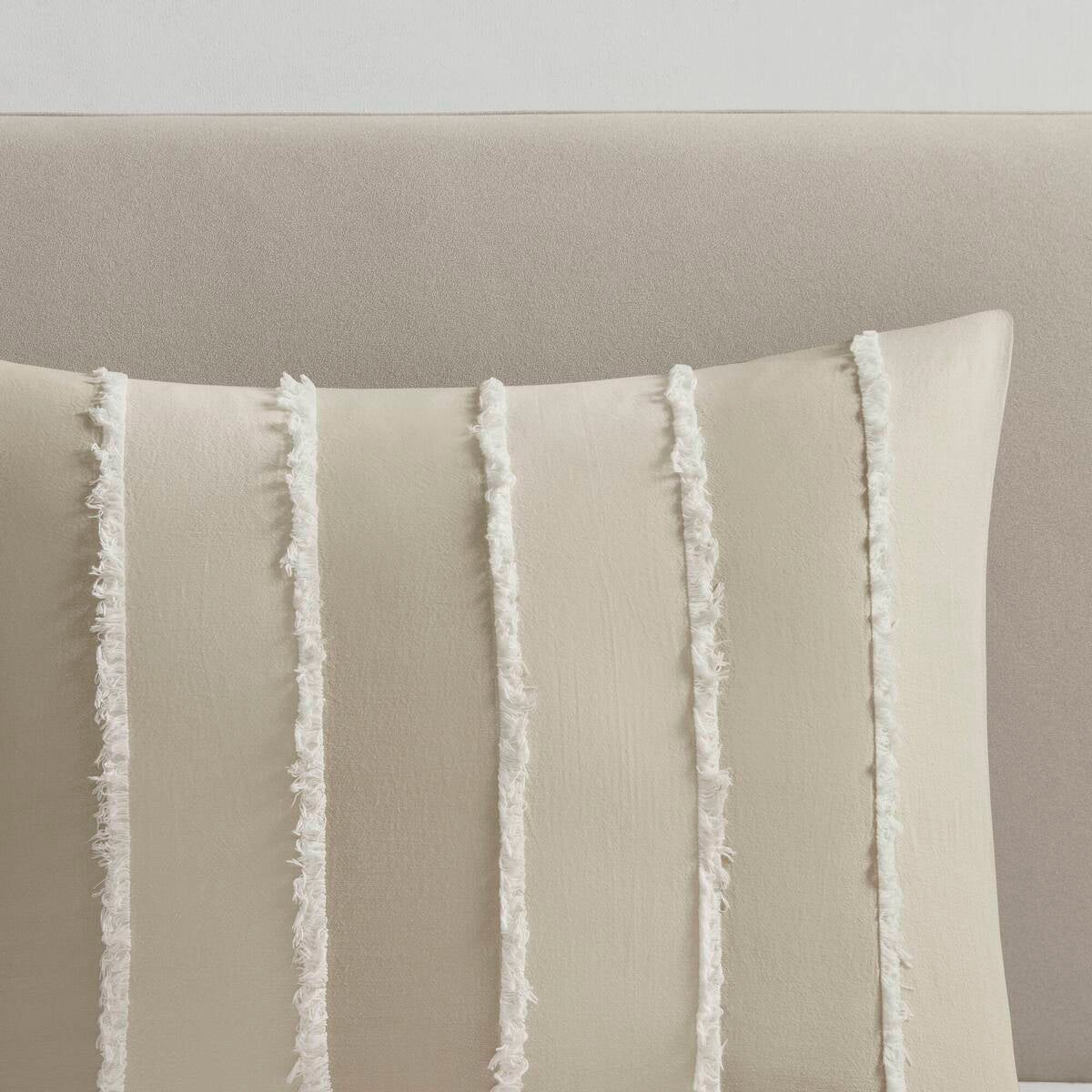Bedding Sets 3 Piece Striped Cotton Comforter Set Taupe Full/Queen,Bed Sets