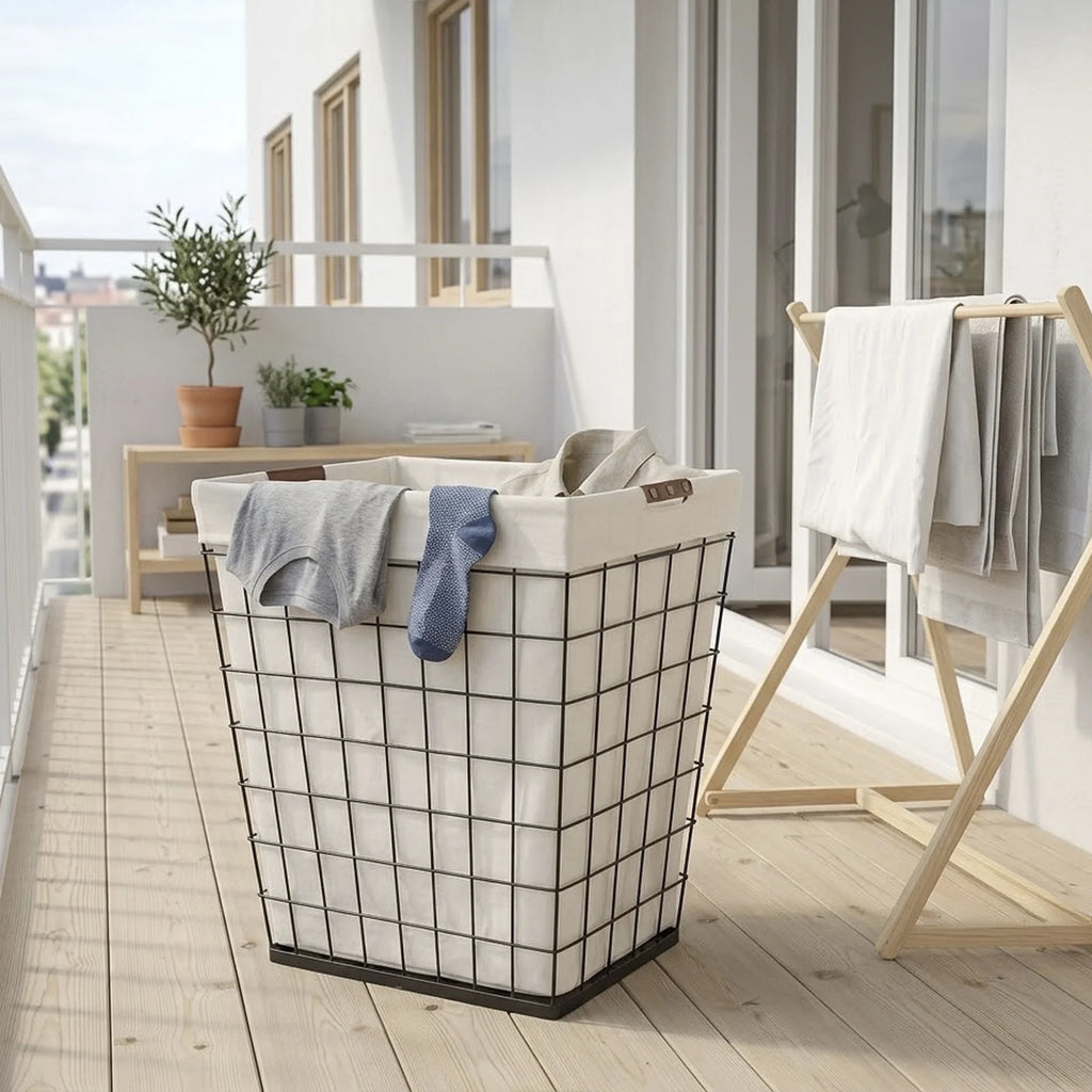 75L Rectangular Steel Wire Laundry Hamper with Removable Cotton Blend Liner, Adult