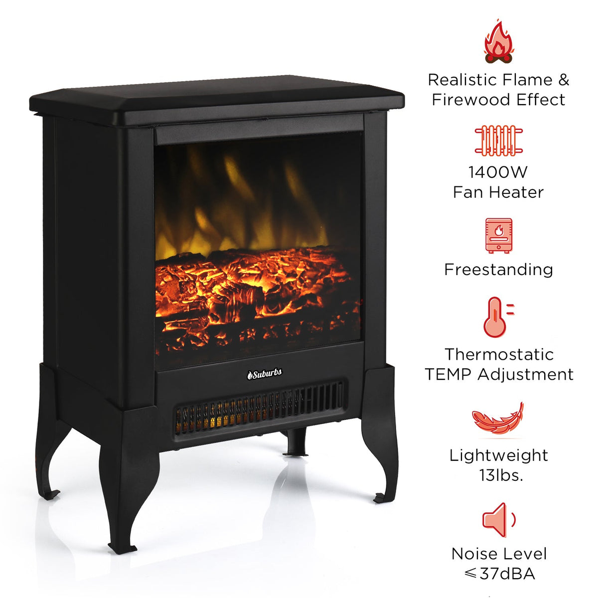 Suburbs TS17 Electric Fireplace Stove Heater