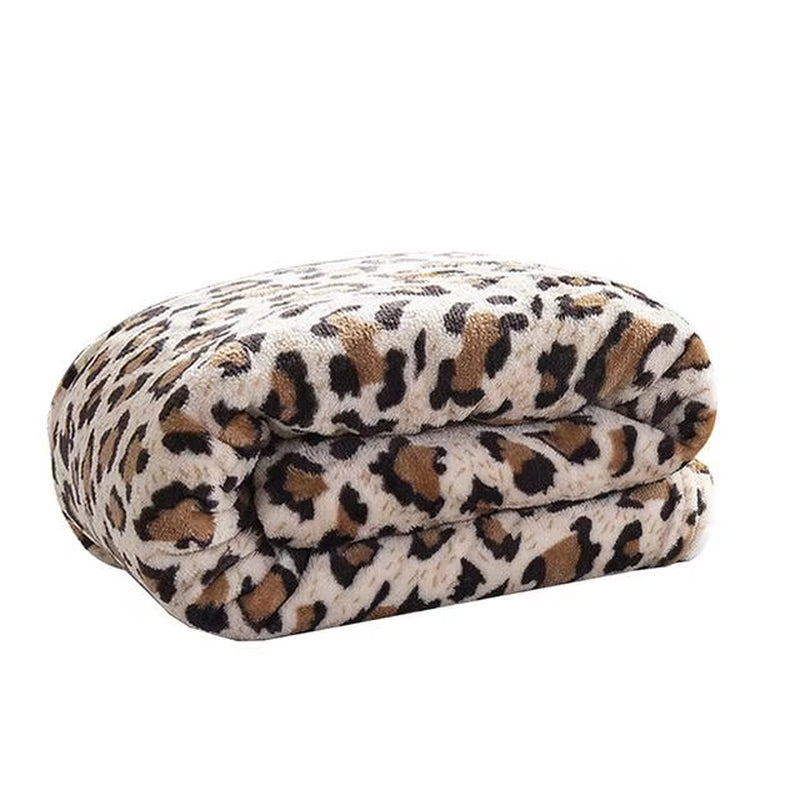 Super Soft Coral Fleece Flannel Blankets Leopard Zebra Stripe Printed Sofa Bed Bedspread Plaid Blankets