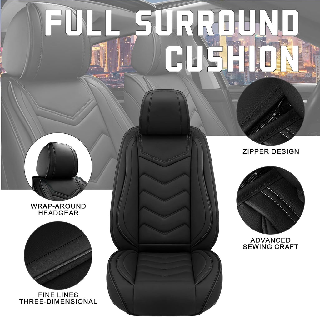 Car Seat Covers for Honda Civic 2000-2026, Stylish Sport Seat Cover, Premium Nappa Leather Car Seat Cover. Automobile Seat Covers Sets.(Standard 2 Seats/Pure Black)