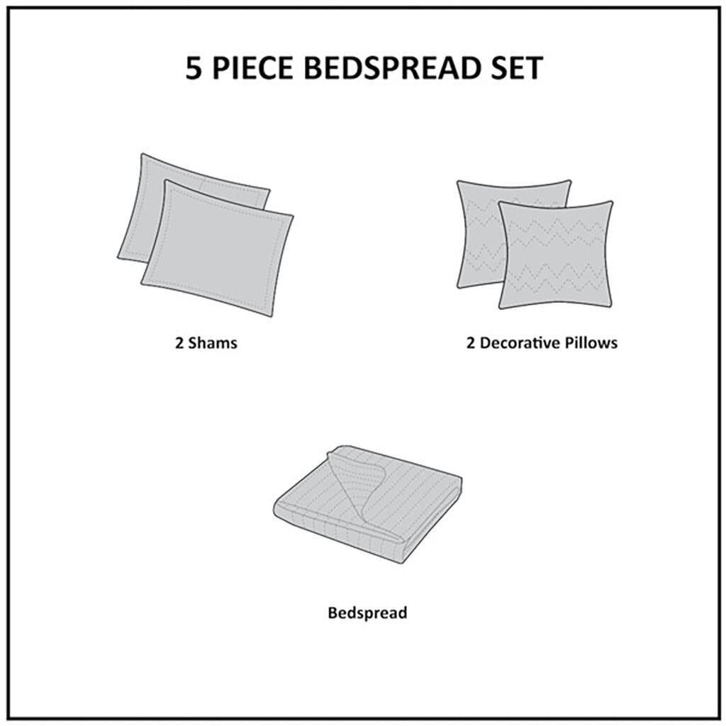 Bedding Sets 5 Piece Reversible Jacquard Bedspread Set Blue King,Bed Sets