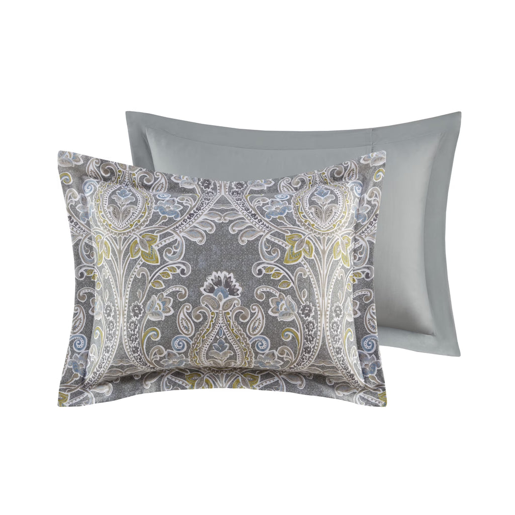 Bedding Sets, 6 Piece Cotton Comforter Set Grey Full, Bed Sets, Comforter Sets,