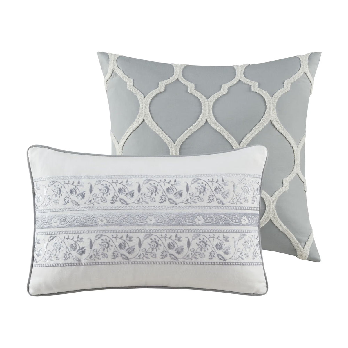 Bedding Sets, 6 Piece Cotton Comforter Set Grey Full, Bed Sets, Comforter Sets,