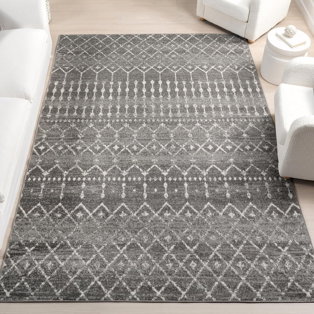 Blythe Dark Grey Trellis Power Loomed Area Rug, 8' X 10'