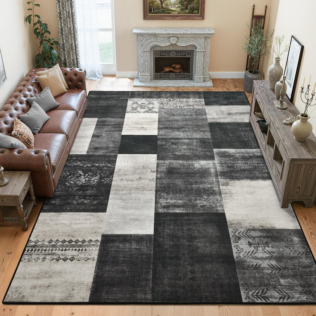 4X6 Area Rugs for Living Room, Washable Large Geometric Bedroom Rug