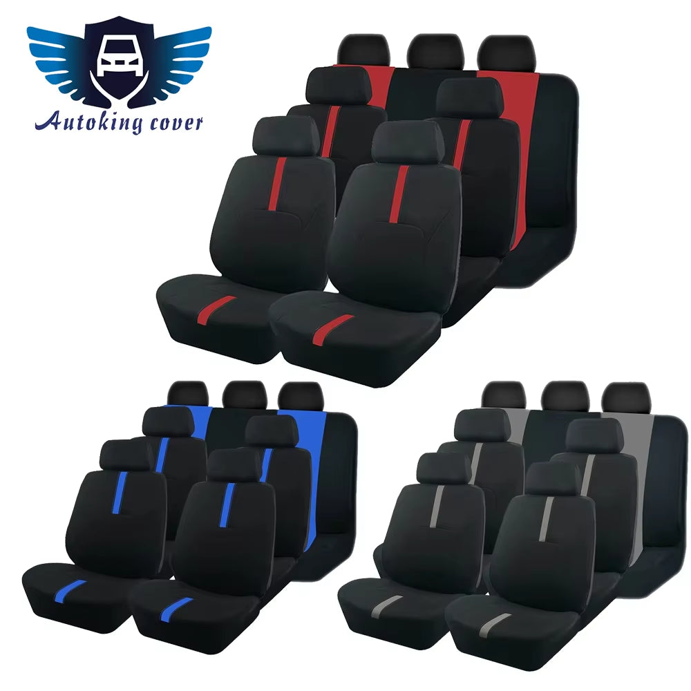 AUTOKING 2/5/7 Seat Covers for Car Universal Size Sporty Design Polyester Car Seat Covers Fit for Most Car Suv Truck Van