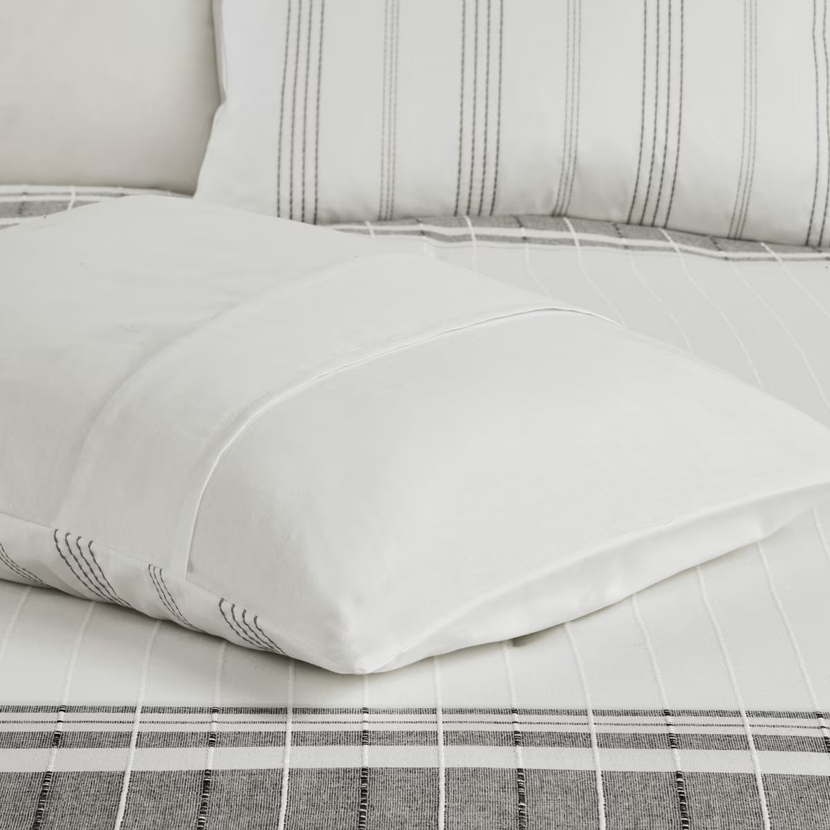 Bedding Sets 6 Piece Cotton Jacquard Oversized Comforter Set White/Grey Queen,Bed Sets