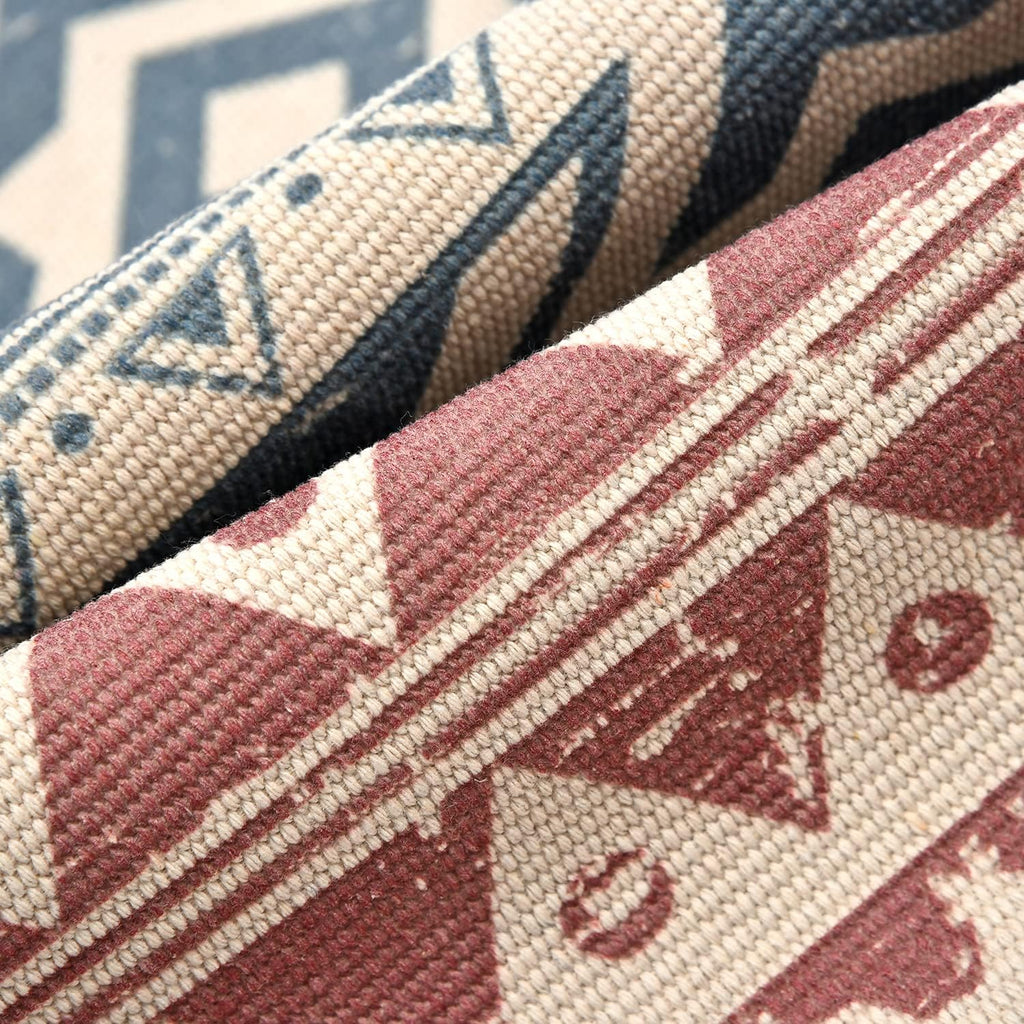 Contemporary Moroccan Geometric Design Hand Woven Cotton Printed Rug 23.6'' X 35.4'' Washable Door Mat Accent Rug Runner for Kitchen Floor, Living Room, Bedroom