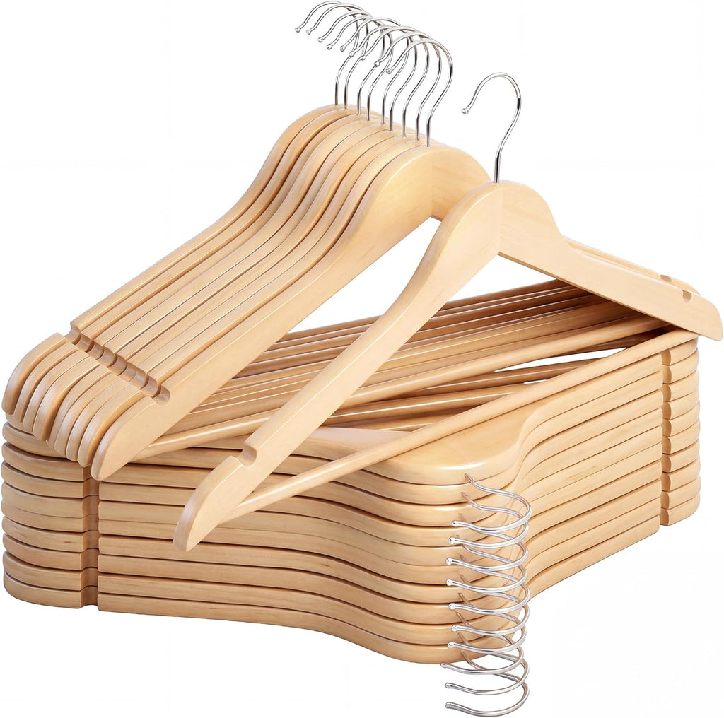 Wooden Coat Hangers, 20 Pack Wood Clothes Hanger for Closet