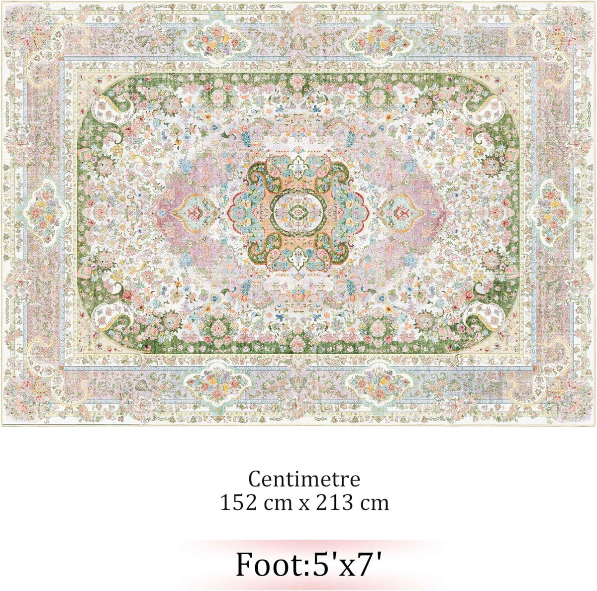 5X7 Area Rugs Washable,Pink Rug for Living Room Bedroom Boho