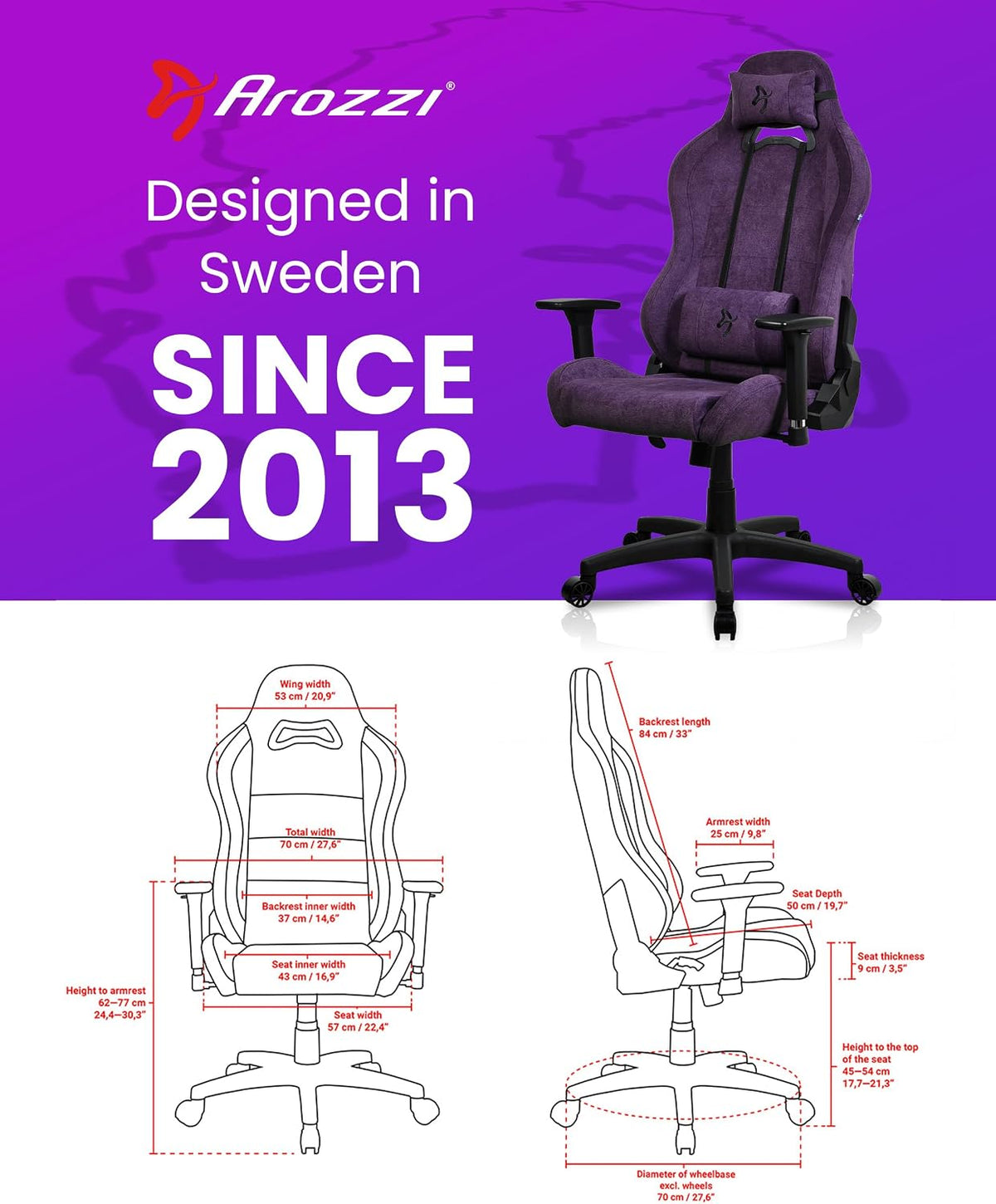 Torretta Gaming Chair Soft Fabric Purple