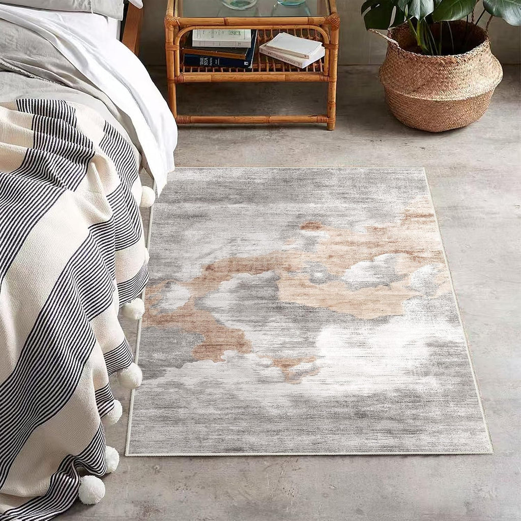 Small Rugs 2X3 Grey Rug for Entryway Bathroom Kitchen Entrance Doormat,Modern Abstract Marble Floor Throw Carpet Non Slip