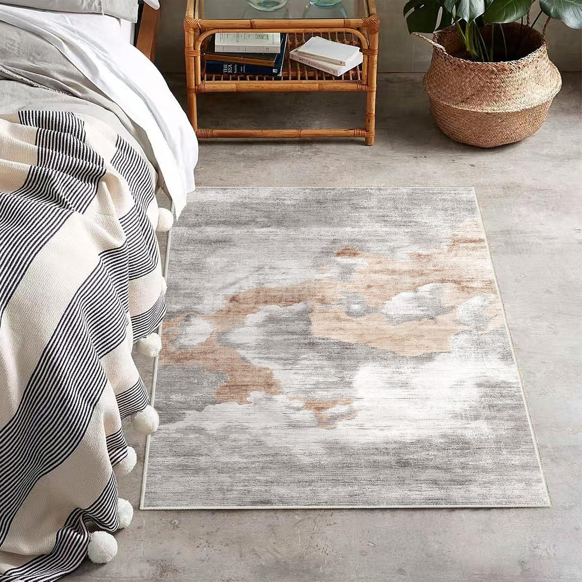 Small Rugs 2X3 Grey Rug for Entryway Bathroom Kitchen Entrance Doormat,Modern Abstract Marble Floor Throw Carpet Non Slip