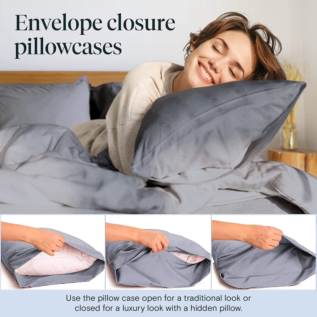 Full Cooling Sheets Microfiber Bed Sheet Set, Comfortable Soft, Wrinkle Free Breathable, Deep Pocket 18", Silver, 6 Piece
