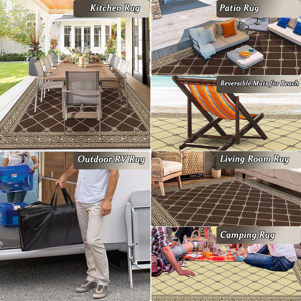 Reversible Outdoor Rug 5'X7' Plastic Straw Rugs for Patios RV Camping Mat Reversible Mats Large Floor Mat for RV Outside, Backyard, Deck, Picnic, Beach, Trailer, Camping
