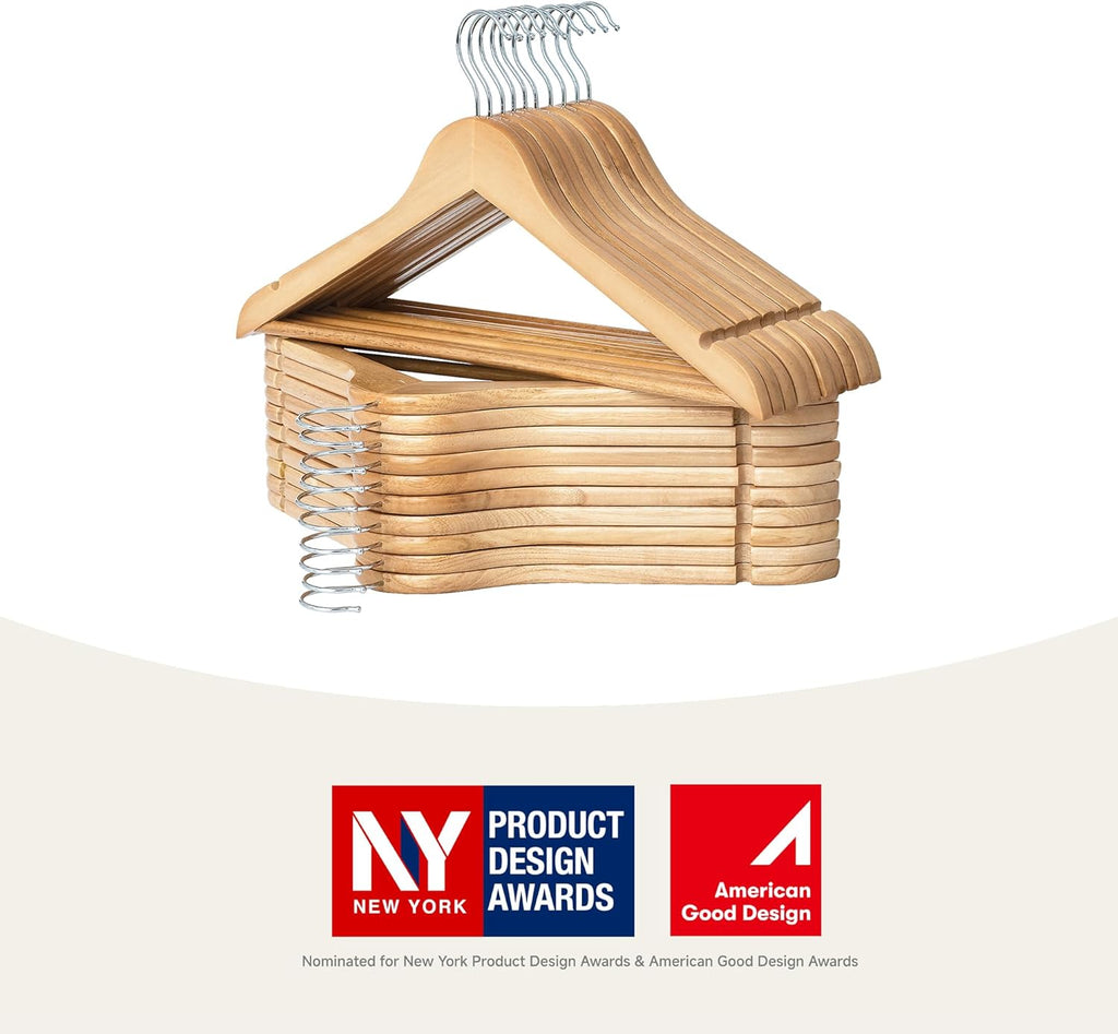Wooden Coat Hangers, 20 Pack Wood Clothes Hanger for Closet