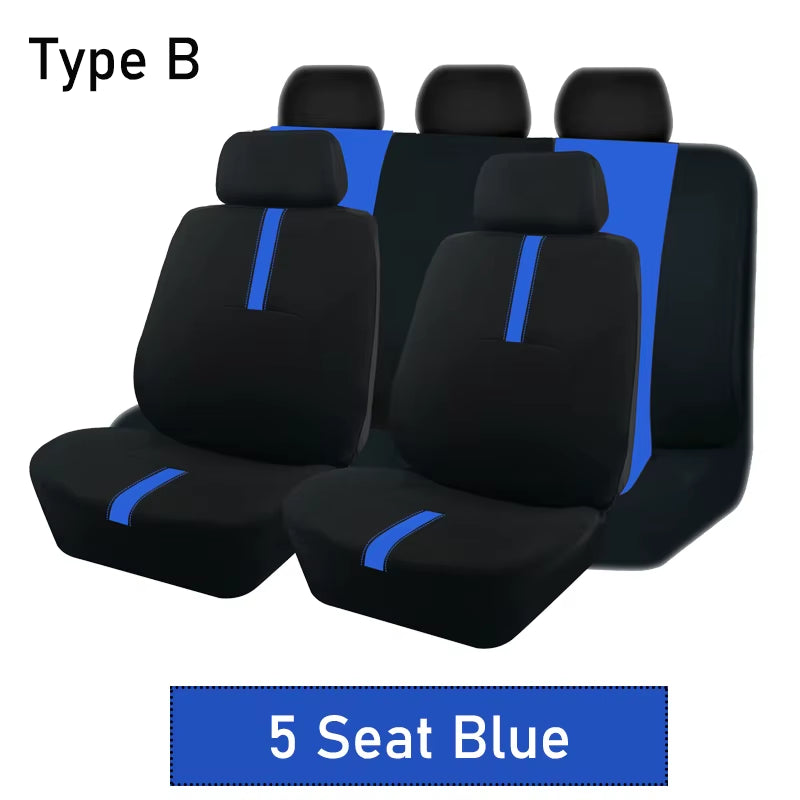 AUTOKING 2/5/7 Seat Covers for Car Universal Size Sporty Design Polyester Car Seat Covers Fit for Most Car Suv Truck Van