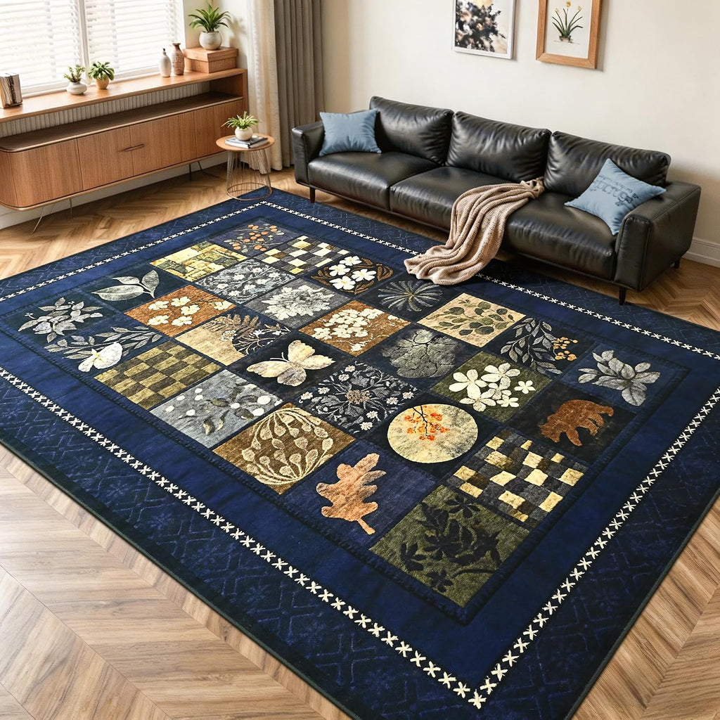 5X7 Navy Blue Area Rugs for Living Room Bedroom