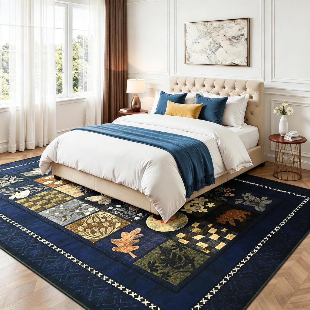 5X7 Navy Blue Area Rugs for Living Room Bedroom