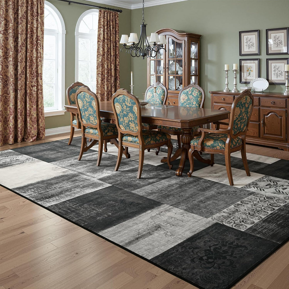 4X6 Area Rugs for Living Room, Washable Large Geometric Bedroom Rug