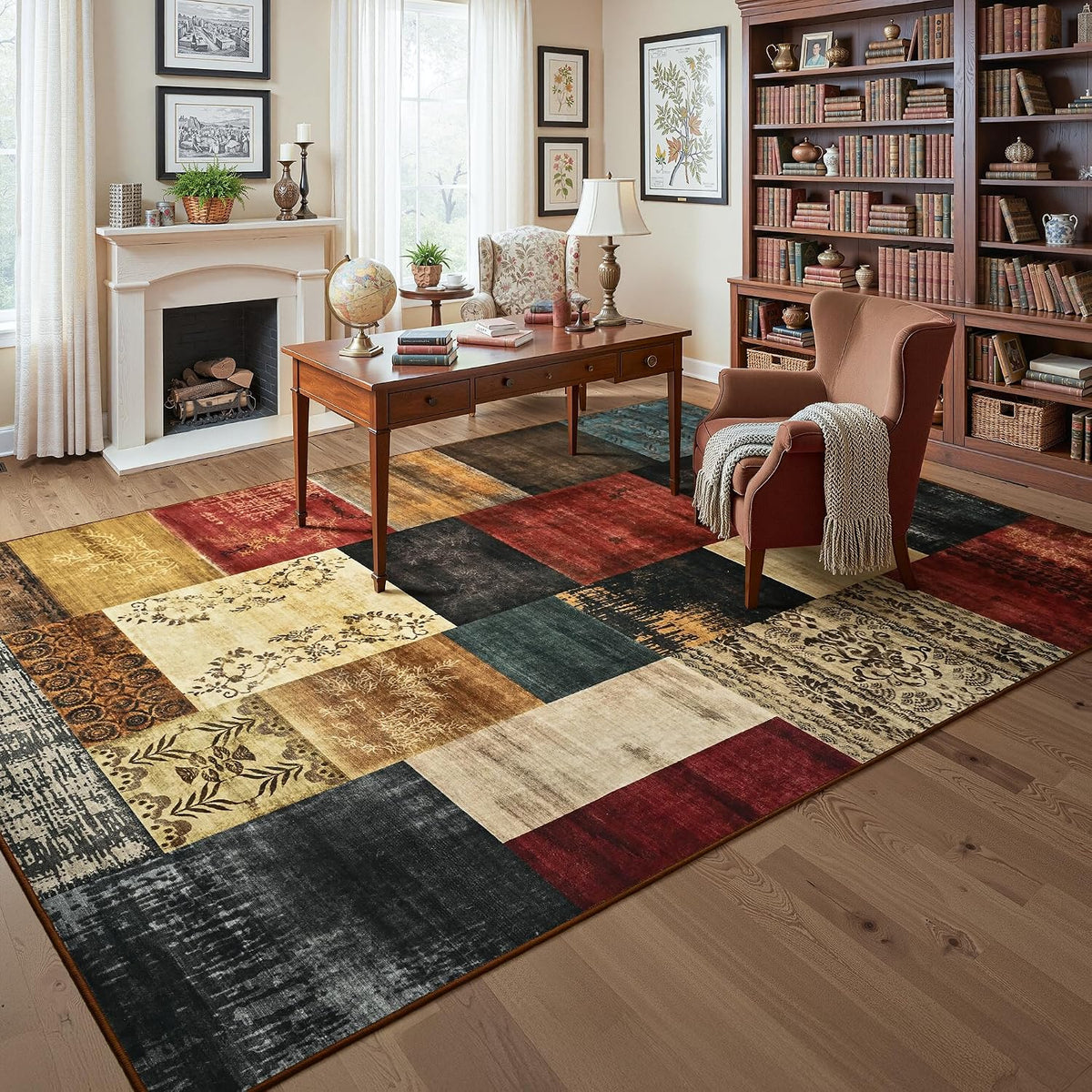 8X10 Area Rugs for Living Room, Washable Large Geometric Bedroom Rug