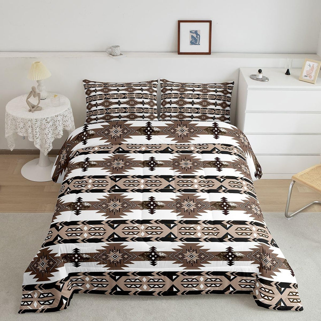 Western Boho Comforter Set Aztec Bedding Set Queen Size