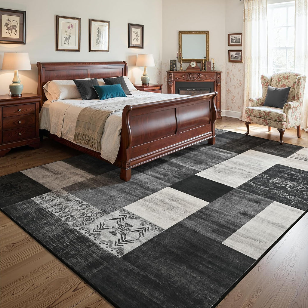 4X6 Area Rugs for Living Room, Washable Large Geometric Bedroom Rug