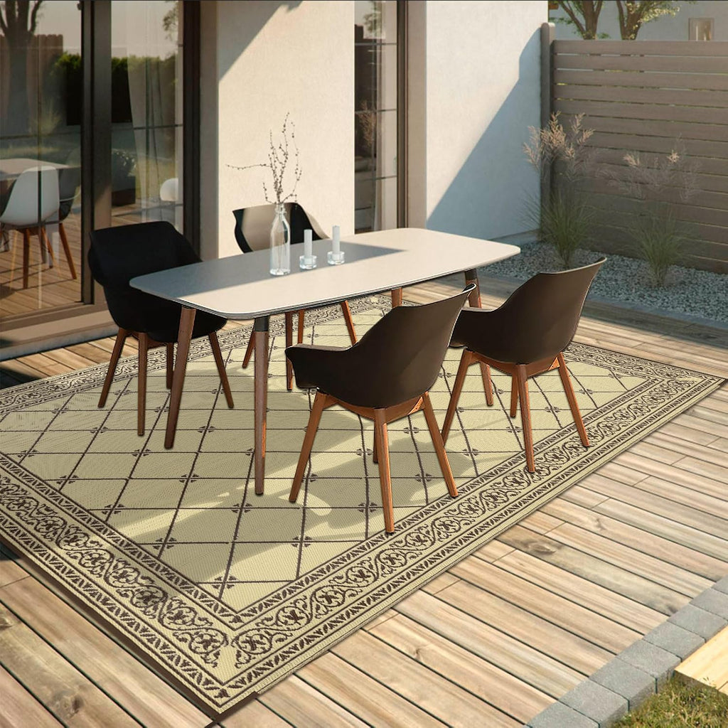 Reversible Outdoor Rug 5'X7' Plastic Straw Rugs for Patios RV Camping Mat Reversible Mats Large Floor Mat for RV Outside, Backyard, Deck, Picnic, Beach, Trailer, Camping