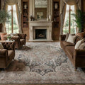 Area Rug 5X7 Washable Rug, Boho Vintage Non Slip Rug, Brown