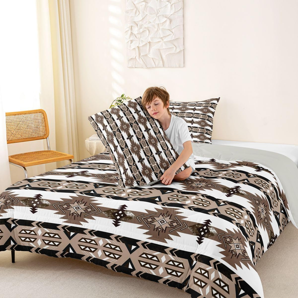 Western Boho Comforter Set Aztec Bedding Set Queen Size