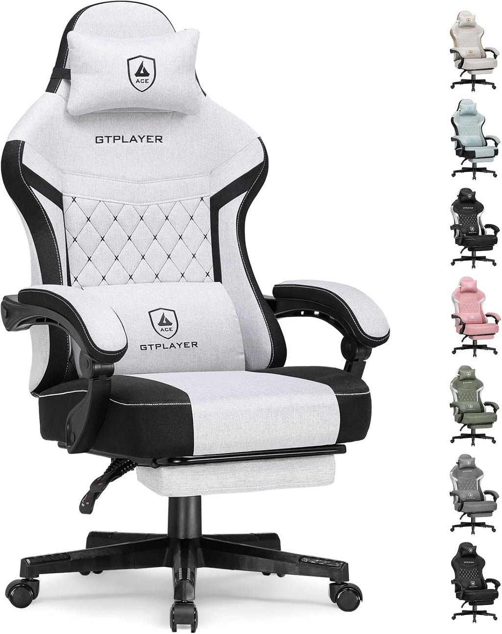 Gaming Chair, Fabric Computer Office Chair with Pocket Spring Cushion, Ergonomic Office and Gaming, Video Gaming Chair with Linkage Armrests, High Back Desk Chair with Adjustable Recliner
