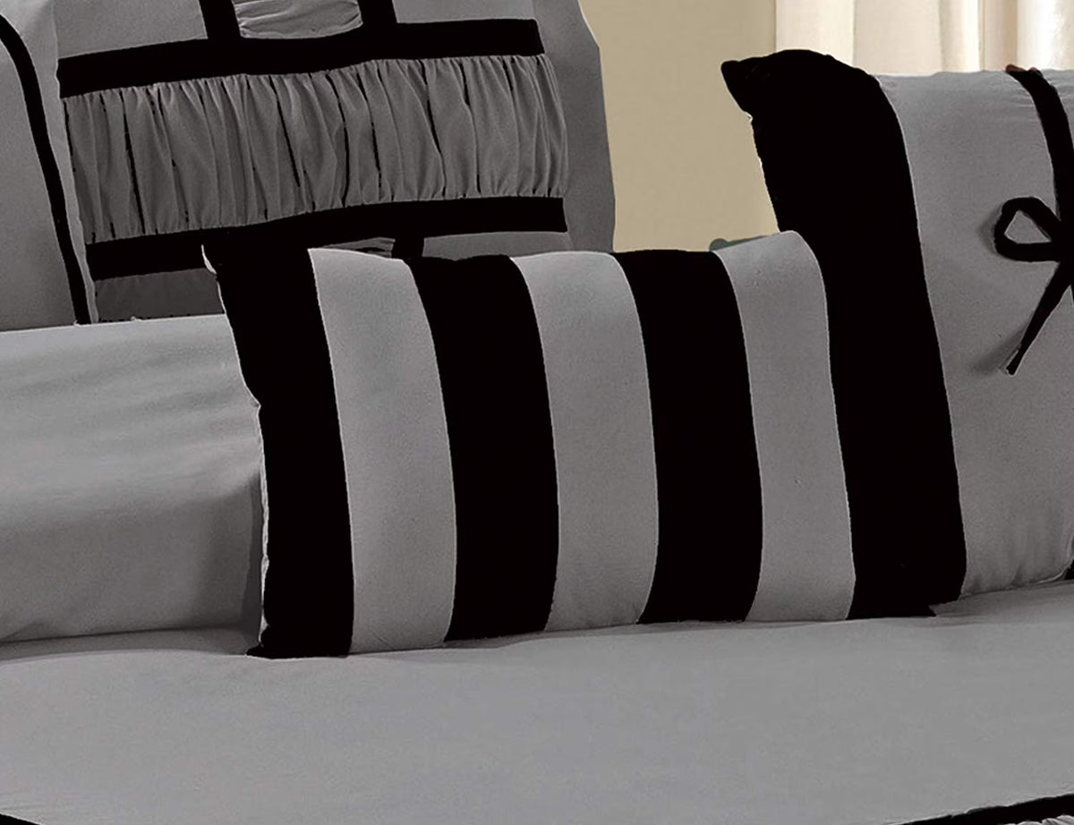 Gray 7 Piece Bed in a Bag Comforter Set, Queen Bed Sets for Adults