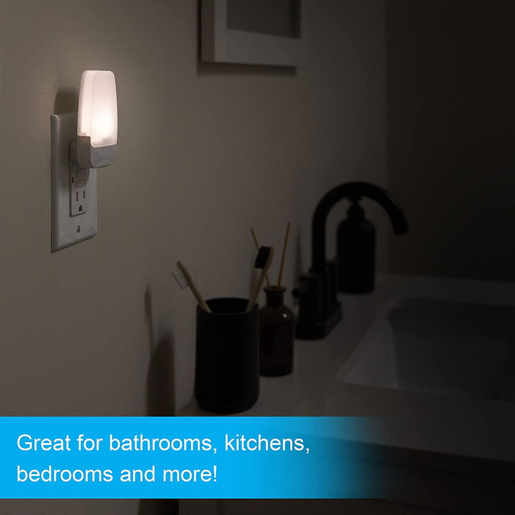 GE Plug in Night Light, Dusk to Dawn Sensor, Warm White 3000K, 8 Pack