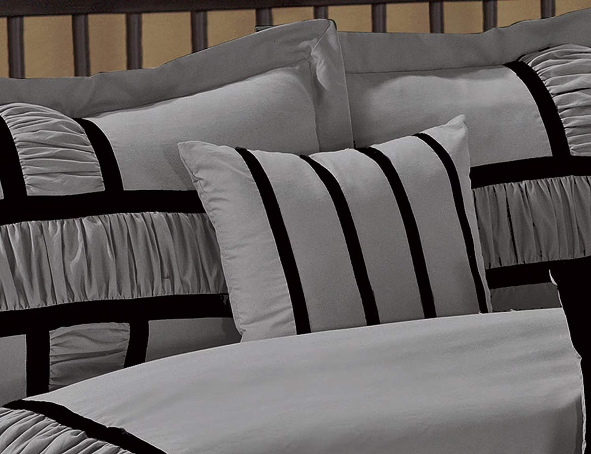 Gray 7 Piece Bed in a Bag Comforter Set, Queen Bed Sets for Adults