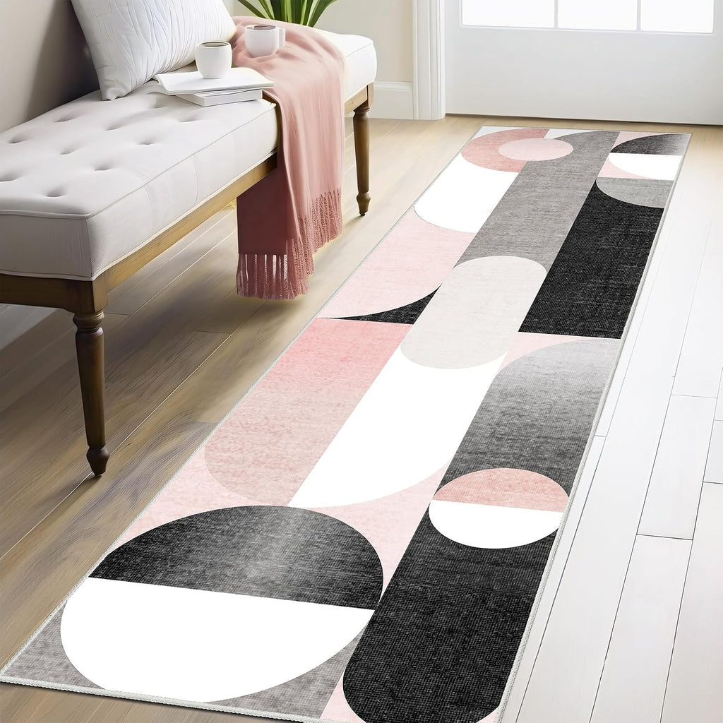 Pink Runner Rug 2X8 Long Modern Washable Rug Runners for Hallway
