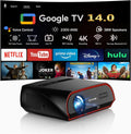Daytime 4K Projector with Google TV, 2300 ANSI Lumens, HDR10, 38W Dolby Audio, Bright Picture for Home Theater & Outdoor Movie Night, Tof Autofocus, Nfc/Voice Control, HDMI ARC, Wifi 6 Bluetooth