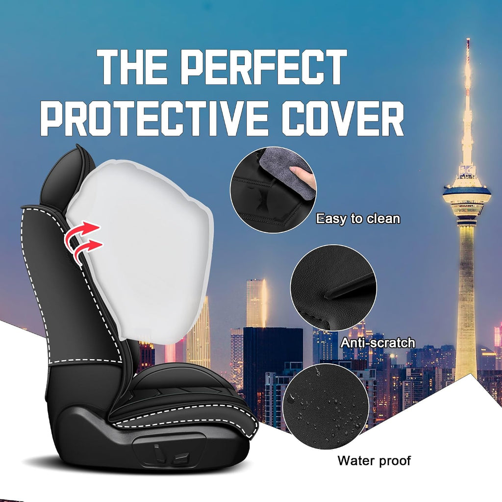 Car Seat Covers for Honda Civic 2000-2026, Stylish Sport Seat Cover, Premium Nappa Leather Car Seat Cover. Automobile Seat Covers Sets.(Standard 2 Seats/Pure Black)