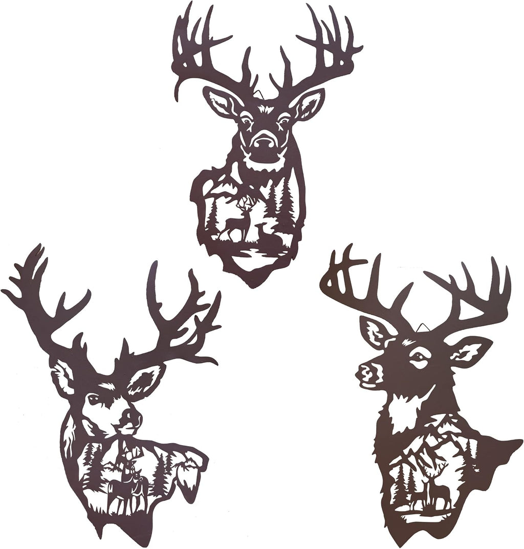 Large Metal Deer Wall Art Decor, Rustic Cabin Decor, Hunting Decor for Home